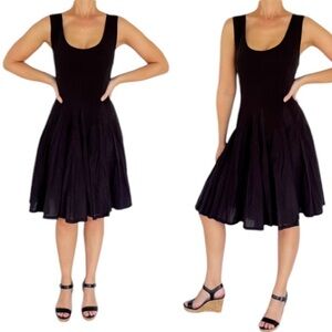 Baba black 100% cotton sleeveless asymmetrical waist fit & flare dress medium